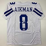 Facsimile Autographed Troy Aikman Dallas White Reprint Laser Auto Football Jersey Size Men's XL