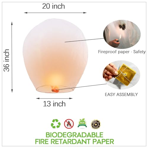 Koubbaola VNA 20 Packs Lanterns To Release In Sky,Memorial Wish Chinese Eco Friendly Lanterns Activities Lantern thumb #1