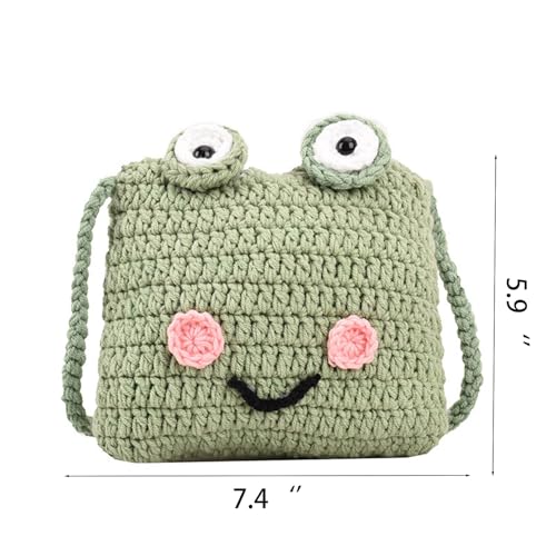 Knitted Frog Purse,Handmade Frog Wallet, kawaii Messenger Bag, Women's Coin Purses and Pouches suitability Animal Purses for Little Girls2