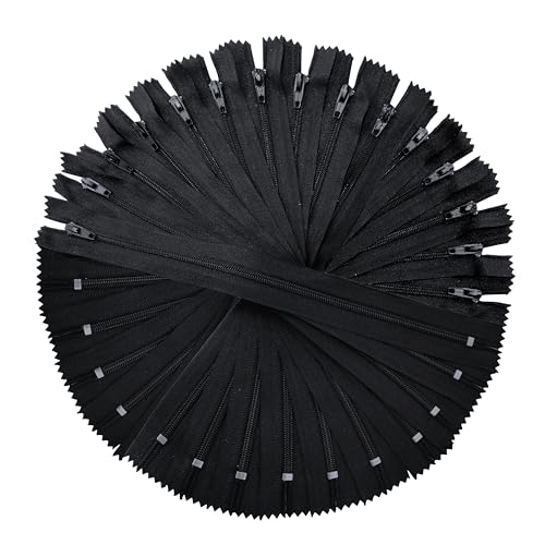 KGS Nylon Zippers for Sewing Crafts | Size: 9 Inch | Color: Black | 100 Pieces per Pack | Single Color #3 Nylon Zippers for Making Bags, Pouches, Pillow Covers and Sewing Craft Projects