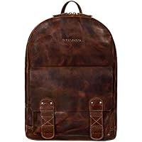 STILORD 'Nalos' Mochila Marron Cuero para Mujer Hombre Vintage para Universidad Escuela Tiempo Libre Bolso de Piel para Ordenador Portátil 13,3 Pulgadas, Color:Milano - marrón