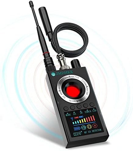 JMDHKK K19 Spy Camera Detector, Micro Spy, Multifunction Device with Magnetic Detection, Wireless Signal, IR, Lamp for Travel, Office, Hotel, Car (Black)
