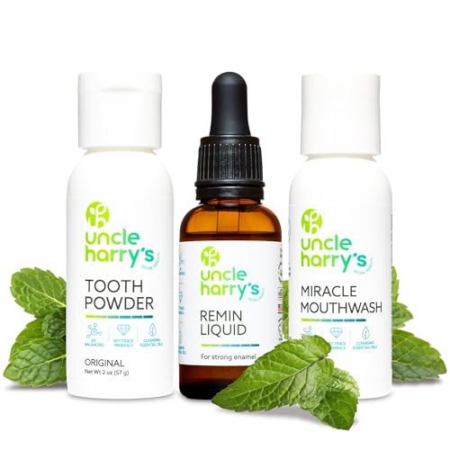 Uncle Harrys Natural Remineralization Kit for Tooth Enamel & Mineral - 3 Products Strengthen Weak Enamel & Correct Oral Care Issues (1 kit)