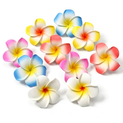 10 Piezas Clips Flores Plumeria Multicolor para Cabello miniatura 7