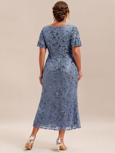 Image of Ever-Pretty Plus Women's Sequin Maxi Plus Size Formal Mother of Bride Dress