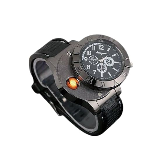 Drumstone [𝟏𝟓 𝐘𝐄𝐀𝐑𝐒 𝐖𝐀𝐑𝐑𝐀𝐍𝐓𝐘] 2-in-1 Electronic Wrist Watch with Rechargeable USB Cigarette Lighter: Windproof Flameless Fire Starter and Timepiece in One-picture-20