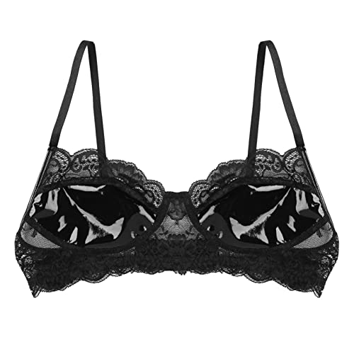 Soutien-gorge en cuir et dentelle crop top sans fil de style sexy chic couleur W870306 M