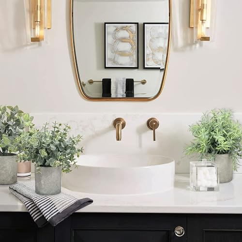 MOORLI 3 Pack Mini Potted Fake Plants Eucalyptus Rosemary Boxwood Artificial Plastic Plants for Bathroom Shelf Home Office Desk Table Decor Indoor