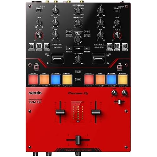 Pioneer DJ DJM-S5 2-channel Mixer for Serato DJ,Red/Black