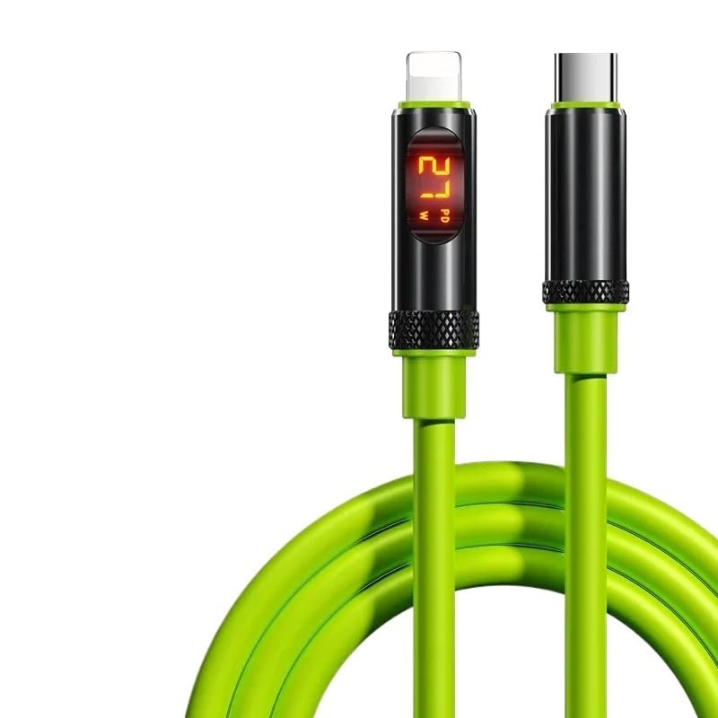 240W USB C to Type C Cable L1/ED Display Fast Cables t2y>pe-c PD 27W Data Cords(1.2M,Green-C to L)