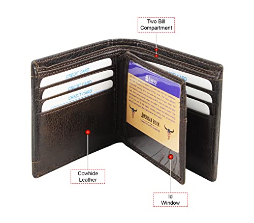 American Bison Men’s Hair On Hide Cowhide Leather Bifold Wallet – Slim, RFID-Blocking with Gift box (Dalmation)4