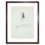 DRAWING SIGMUND FREUD SIGNED PSYCHOANALYSIS FRAMED ART PRINT PICTURE F12X751