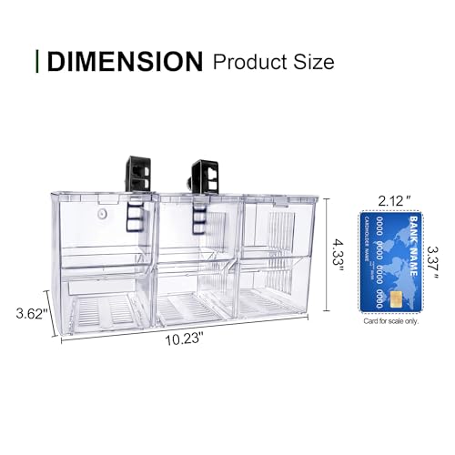 Image of Triple-Chamber Fish Breeder Box for Fish Tank, Guppy Fry Nursery | Pregnant fish give birth up top; newborns drop below out of reach of adult fish. Isolates bettas or shrimp in your aquarium.