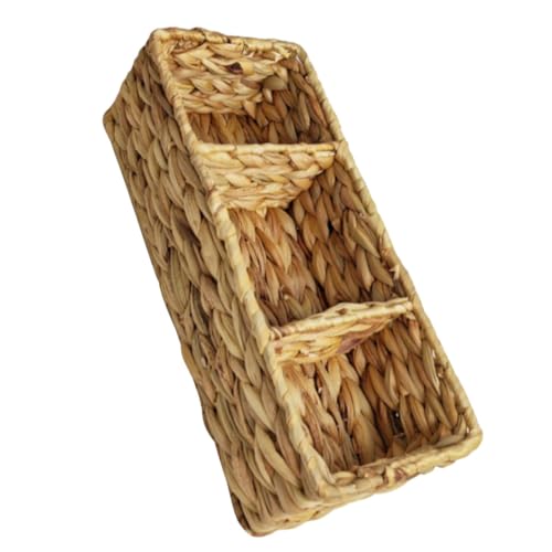 Panier tressé en jacinthe d'eau à 3 sections de bureau et cuisine - 2