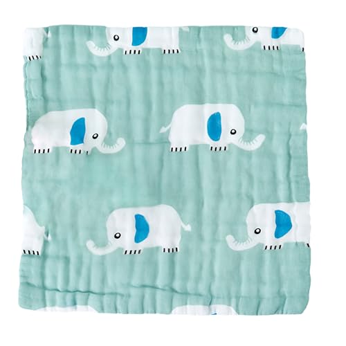 Image of BEMBIKA Baby Face Towels for Boys Girls Fleece Muslin Face Towel Unisex Baby Cotton Washcloths for Newborn Napkins for Infants - Sage Elephant