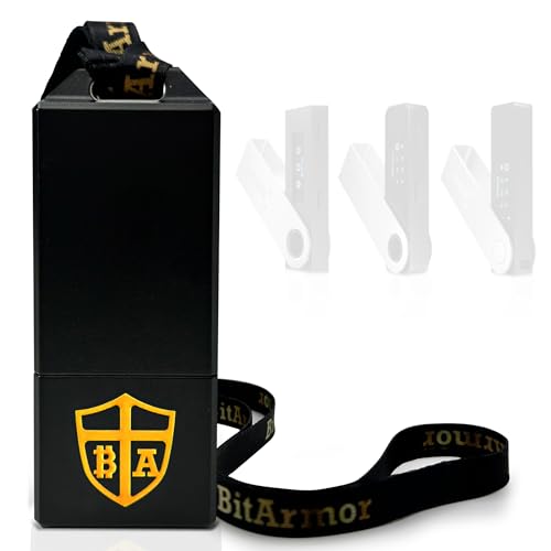 BitArmor Case - Protective Case for Ledger Nano X, S, S Plus | Water, Fire & Shock Resistant Hardware Crypto Currency Cold Storage Wallet Bitcoin Ethereum Holder | USB Drive, Yubikey (Black)