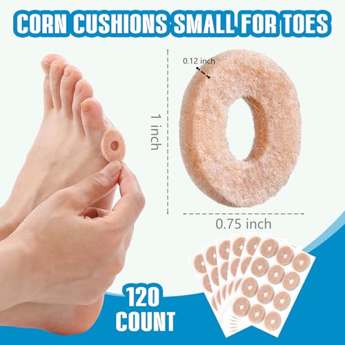 Image of Breling 120pcs Corn Cushions Callus Pads Soft Felt Oval Corn Removers Cushions Protectors for Feet Self stick Adhesive Foot for Toes Relief Pain from Blisters Heel Frictions (Oval,Skin Tone)