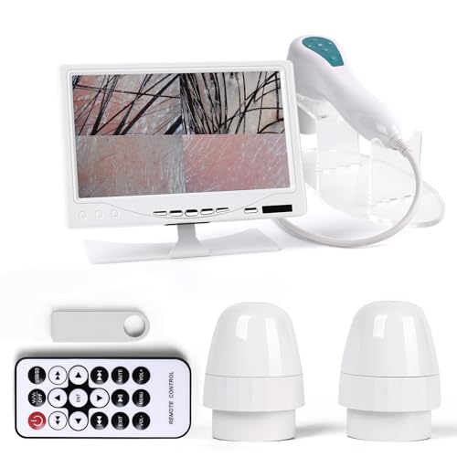 7 Inch Scalp & Skin Analysis Microscope 50X/200X Dual Lens HD Camera with 4-Split View & 16GB USB Portable Scalp Camera for Personal Hair Care Home Use and Mobile Salon Services