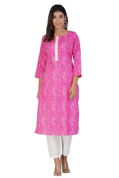 Image of Lehriya Lining Print Cotton Kurta | Elegant and Trendy Women's Ethnic Wear Kurti Kurti for Women