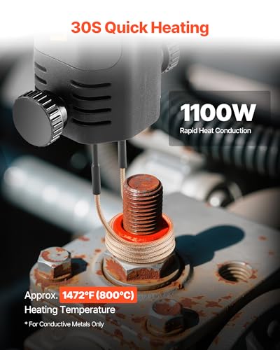 VEVOR Induktionsheizgerät zum Entfernen von Schrauben, 1100 W, magnetisches Induktionsheizgerät-Set, Heizgerät zum Entfernen von rostigen Schrauben, Autowerkstatt-Reparaturwerkzeuge mit 10 Spulen