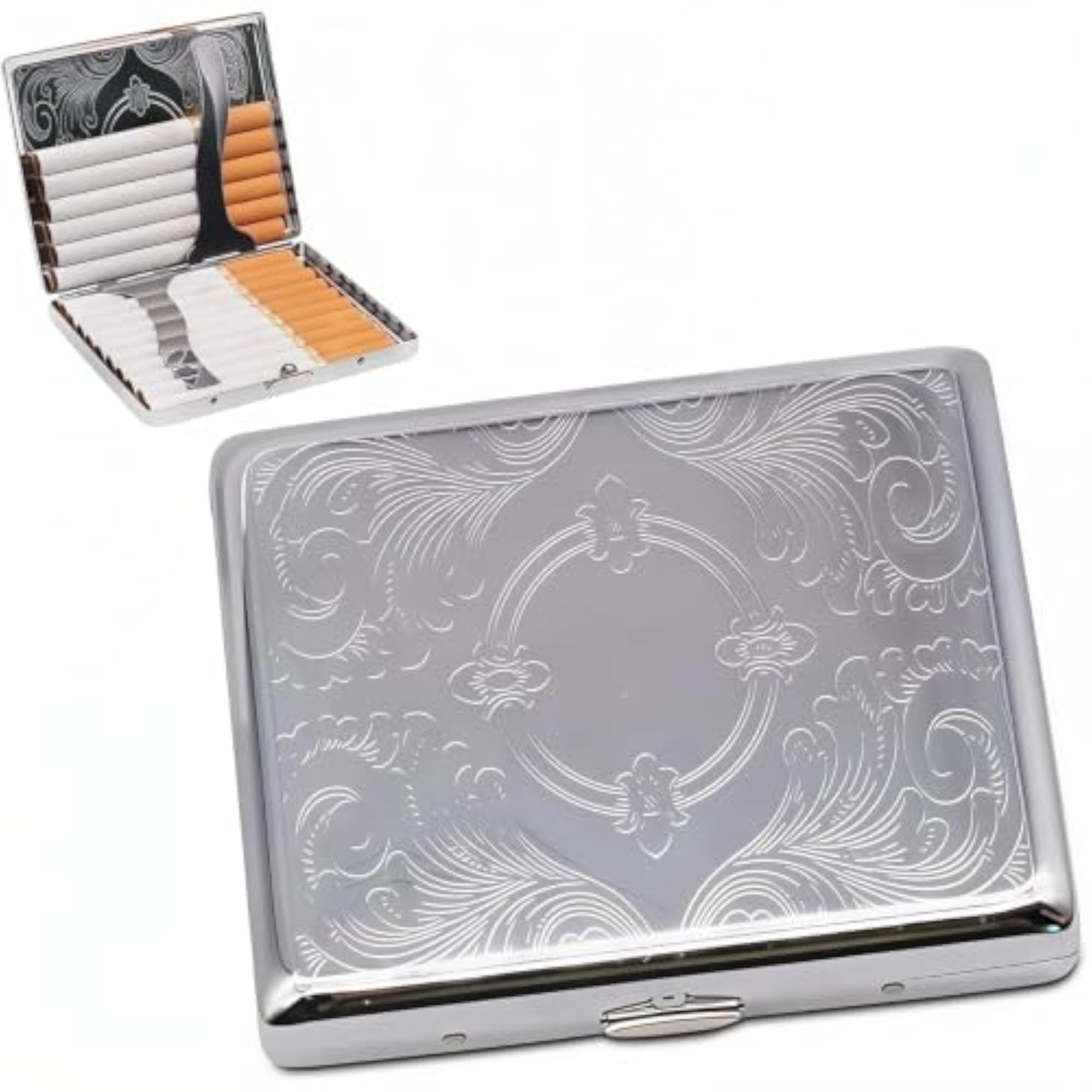 Slim Metal Cigarette Holder Case, Victorian Style