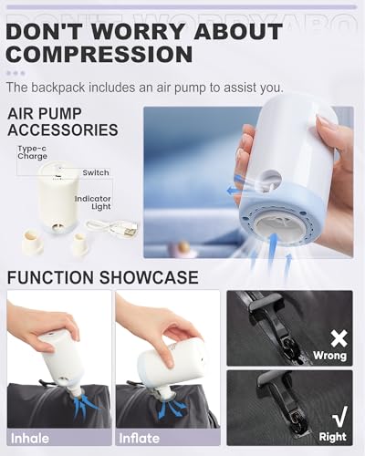 Vacuum Seal Backpack with Air Pump Expandable Vacuum Compression Backpack Airback Vacpack Laptop Backpack Flight Approved Space Saver Bags Storage with Vacuum Seal System Carry-On Luggage Purple3