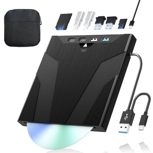 juwuoi External Blu Ray Drive,USB Blu ray Drive with SD/TF Ports 8-in-1 External...