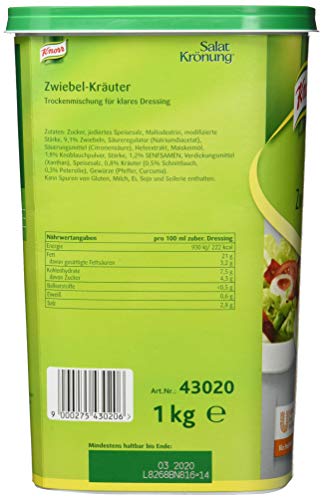 Knorr Salatkrönung Zwiebel Kräuter Dressing (Trockenmischung für klare Salatdressings mit ausgesuchten Kräutern, Gewürzen und Zwiebel) 1er Pack (1 x 1 kg)