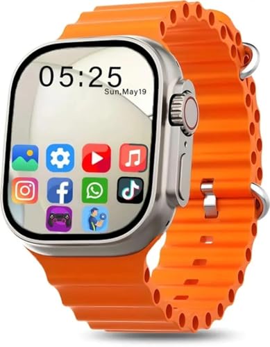 Image of CHG T800 Orange Smartwatch Bluetooth Calling | 1.99 inch HD Display | Fitness Tracker | Heart Rate & SpO2 Monitor | Sports Smart Watch for Men & Women | Android & iOS Compatible