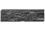 WallWell Premium Faux Stone Wall Panels – 45.88” x 12.75', Lightweight Polyurethane, Easy DIY Installation, Indoor/Outdoor Use, Midnight Black (1 Panel)