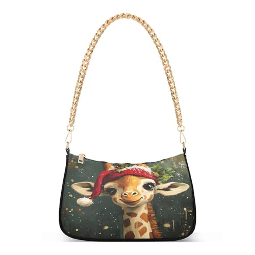 Sac à bandoulière en chaîne dorée et finitions soignées style girafe de Noël