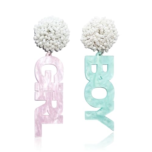Zhang shine Gender Reveal Earrings for Women Pink Blue...