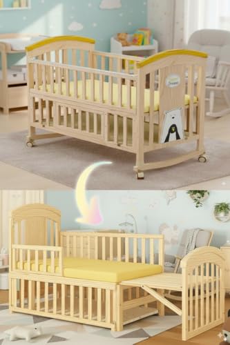 Image of BabyTeddy 15 in 1 Original Patented Multifunctional Baby Crib, Baby Cot, Toddler Bed,Cradle Rocker,Convertible Desk,Kid's Sofa Mode and Designer Mosquito Net,Diaper Changing Station
