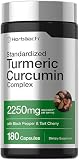 Horbäach Turmeric Curcumin Supplement | 180 Capsules | with Black Pepper & Tart Cherry | Non-GMO & Gluten Free