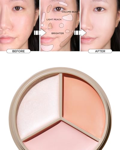 Image of THESAEM Cover Perfection Triple Pot Concealer - 05 Dark Up Beige for Dark Circles & Under-Eye - 3-Color Multi Concealer Palette with Volume & Brightening - Korean Makeup with Sweet Almond Oil