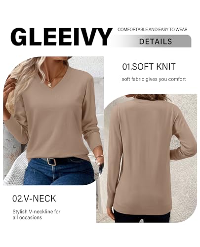 Image of Women's Spring Sweaters 2026 Casual Long Sleeve Pullover V Neck Lightweight Sweatshirts Cute Blouse Tops