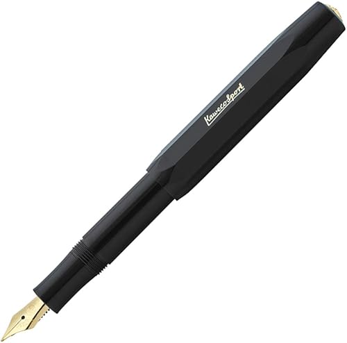 Miniatura 3 de Kaweco Pluma Estilográfica Sport Classic Negro, Punta Fina Deporte Octogonal Clip Oro.