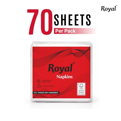 Image of Royal Tissue Paper Napkins (420 Pulls)70 Pulls X 6 Packs | 1-Ply Soft Paper Napkins | Ideal for Snacks, Parties & Daily Use