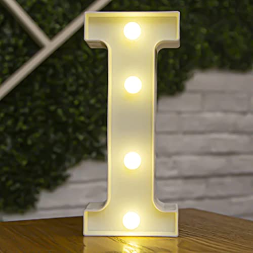 BESCH Letra Luminosas mayúscula Decorativas de Plástico 22cm (I) para decoración del hogar con Luces LED de color Blanco