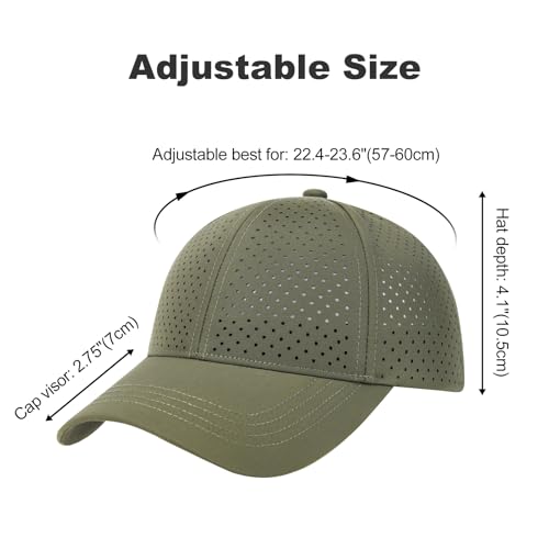 Image of FEINION Men Summer Adjustable Performance Hat Breathable Snapback Laser Perforated Mesh Baseball Cap