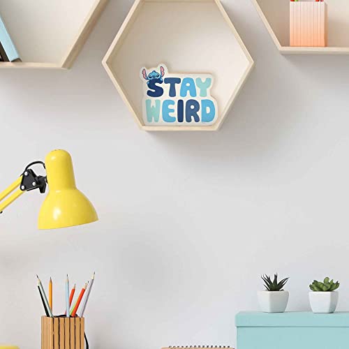 Image of Disney Lilo and Stitch Shelf Sitter Decor | Stay Weird Chunky Wood Block Cutout for Kids' Bedroom, Play Room or Office