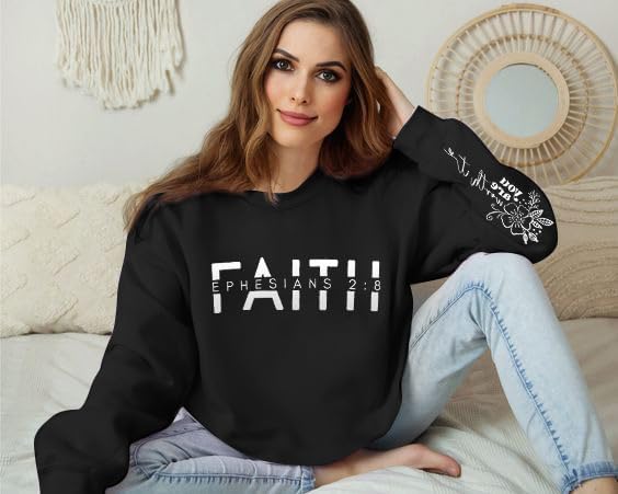 UNIQUEONE Christian Sweatshirt Women Faith Shirts: Jesus Sweatshirt Christian Religious Crewneck Long Sleeve Pullover Tops - Image 5