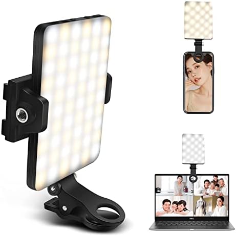 GreatLPT Cell Phone Fill Light, Clip Fill Video Light for Phone 2000Mah Rechargeable, 10-Level Brightness Adjustment, CRI 95+, 3 Light Modes Dimmable, Portable Video Conference Lighting