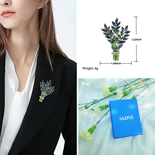 Mlepus Blue Lavender Vintage Bouquet Brooch Crystal Rhinestone Elegant Accessory Jewelry Women Brooches And Pins Fashion Jewelry Wedding Flower Jewelry Lapel Pins #TOP3
