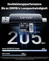 Lexar Silver SD Karte 512GB, UHS-I SDXC Card 205 MB/s Read Speed, 140 MB/s Write Speed, V30, U3, C10, 4K UHD Video, SD Card Memory Card with Lexar Lifetime Data Recovery – Ansicht 2