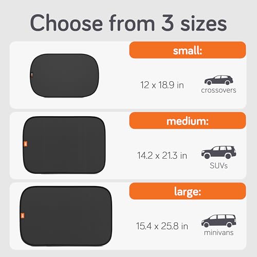 Image of Baby Uma Car Window Shades (2 Pack) - 14.2″ x 21.3″, UPF 50+ Car Window Covers, 99% UVB + 94% UVA Protection, Static Cling Sun Shade with Travel Bag (Medium)