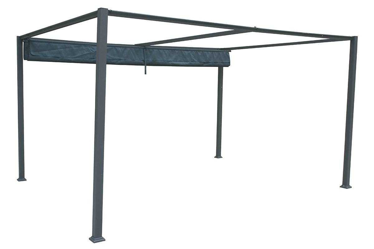 Hespéride - Toldo de Repuesto para cenador Palmeira - Pizarra - Retráctil - Tejido hidrófugo - Rectangular 4x3m - Filtro UV - Resistente a la decoloración