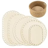 Prasacco 5 Stück Korbboden Zum Häkeln,Holzboden für Häkelkorb Holzboden zum Häkeln Korb Flechten Set Häkelboden Gehäkelter Korbboden Holzböden Holz Häkelkörbe für DIY Korb Webbedarf Heimdekoration