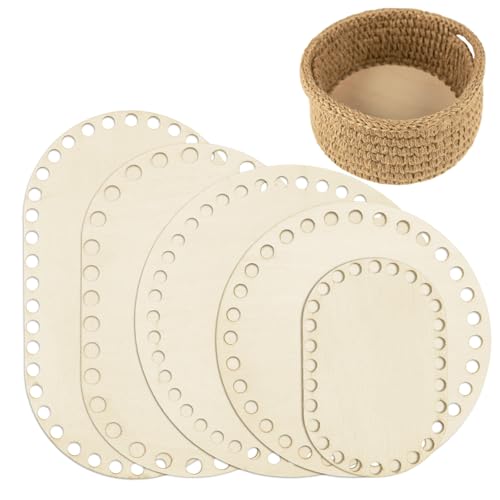 Prasacco 5 unidades de suelo de mimbre para ganchillo, suelo de madera para cesta de ganchillo, juego de trenzas, suelo de ganchillo, suelo de mimbre de ganchillo, suelos de madera, cestas de