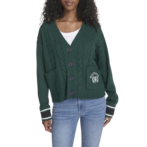 Image of Tommy Hilfiger Women's Boxy Varsity Cable Cardigan